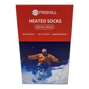 Merino Wool Heated Socks Men's 5000mAh One-Click Control Rechargeable Size XL